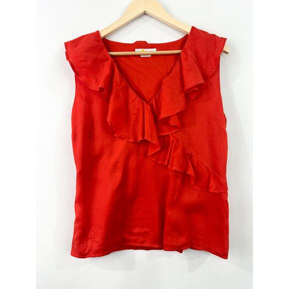 Boden Alicia Red Ruffle Sleeveless Blouse 8 Festive Valentines Sleeveless - Picture 1 of 6